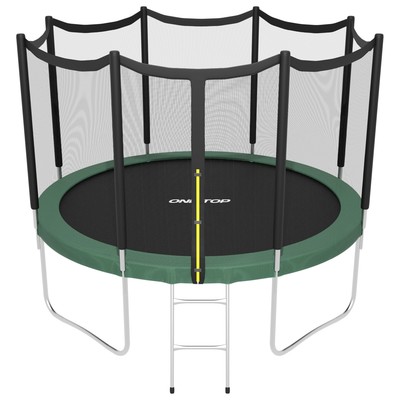 Батут ONLYTOP, d=366 см, высота сетки 173 см, с лестницей, цвет зелёный