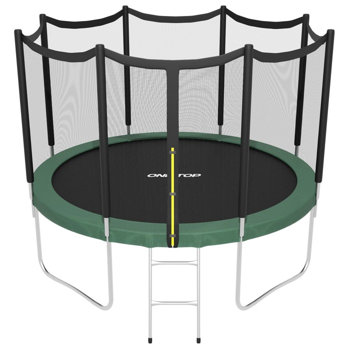 Батут ONLYTOP, d=366 см, высота сетки 173 см, с лестницей, цвет зелёный - Фото 1