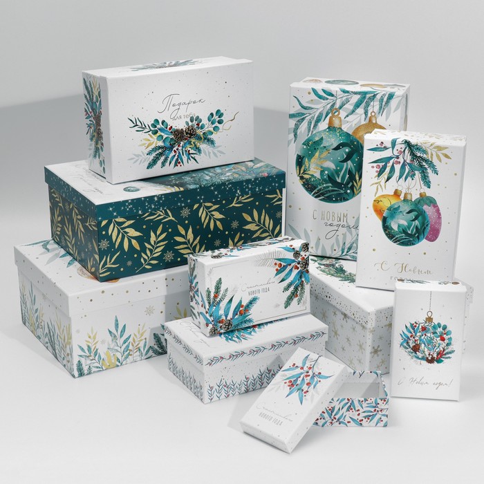 Набор подарочных коробок 10 в 1 «Счастливого Нового года», 12 × 7 × 4 - 32.5 × 20 × 12.5 см - фото 65331569