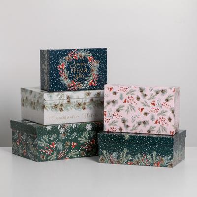 Набор подарочных коробок 5 в 1 «Зима время чудес», 32.5 х 20 х 12.5 - 22 х 14 х 8.5 см, Новый год