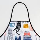 Кухонный набор Доляна «Котики» вид 2, прихватка 17*17см, рукавица 26*16см, фартук 60*80 см 100% п/э - фото 32234102