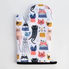 Кухонный набор Доляна «Котики» вид 2, прихватка 17*17см, рукавица 26*16см, фартук 60*80 см 100% п/э - фото 32234105