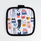 Кухонный набор Доляна «Котики» вид 2, прихватка 17*17см, рукавица 26*16см, фартук 60*80 см 100% п/э - фото 32234107