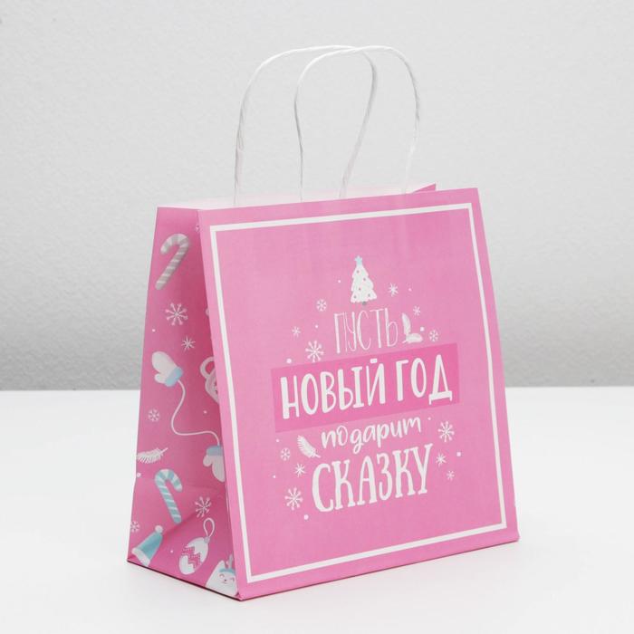 Пакет подарочный новогодний «Пусть Новый год подарит сказку», 22×22×11 см