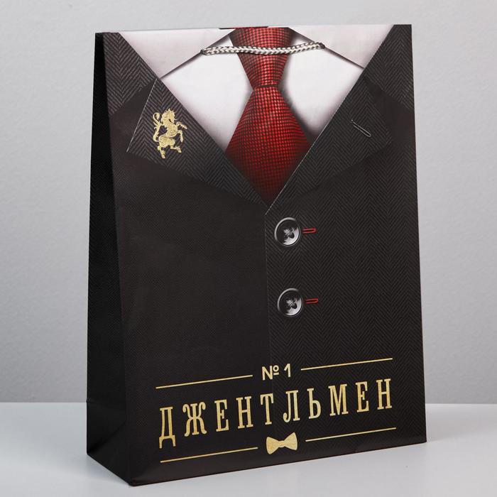 Пакет подарочный ламинированный, упаковка, «Джентльмен», L 28 х 38 х 9 см - Фото 1