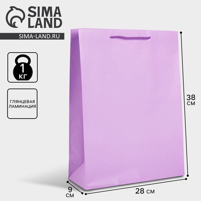 Пакет подарочный ламинированный, упаковка, «Сиреневый», L 28×38×9 см
