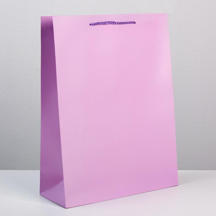 Пакет подарочный ламинированный, упаковка, «Сиреневый», L 28 х 38 х 9 см