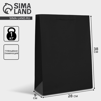 Пакет подарочный ламинированный, упаковка, «Чёрный», L 28×38×9 см