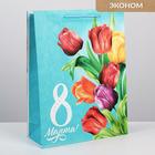 Пакет подарочный ламинированный вертикальный, упаковка, «Тюльпаны», L 31 х 40 х 11.5 см - Фото 1