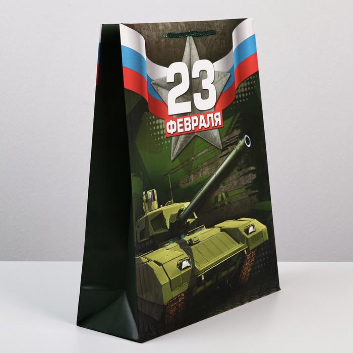 Пакет подарочный ламинированный вертикальный, упаковка, «С 23 февраля!», L 31 х 40 х 11.5 см - фото 1919122127