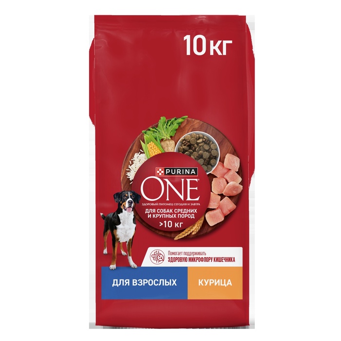Сухой корм Purina One medium/maxi для взрослых собак, курица/рис, 10 кг - Фото 1