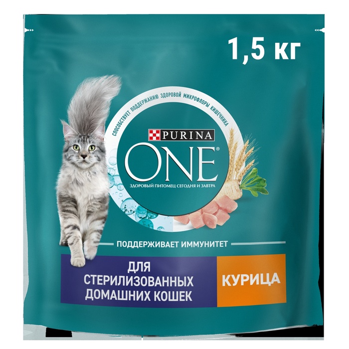 Сухой корм Purina One для стерилизованных кошек, курица/злаки, 1.5 кг - Фото 1