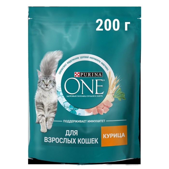 Сухой корм Purina One для кошек, курица/злаки, 200 г - Фото 1