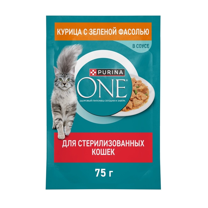 Влажный корм Purina One для стерилизованных кошек, курица/фасоль, 75 г - Фото 1