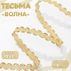 Тесьма декоративная «Волна», 9 мм, 10 ± 1 м, цвет золотой - Фото 1