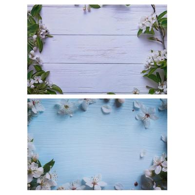 Фотофон для съёмок, двусторонний, бумага 300 г «Яблочный на голубом и белом», 57×87 см