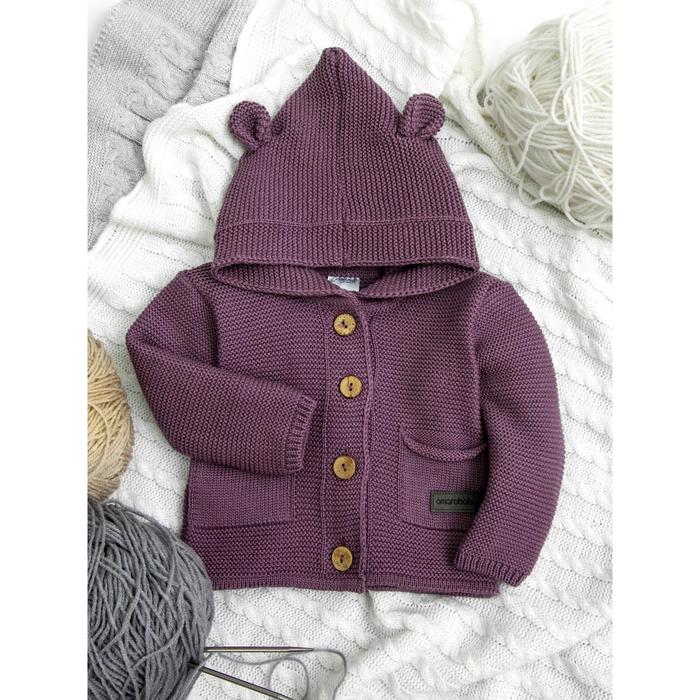 Джемпер детский с ушками на капюшоне Amarobaby Pure Love, рост 80 см, цвет фиолетовый - Фото 1