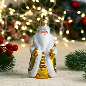 Ёлочная игрушка "Дед Мороз" снежинки, 12 см ручная роспись, золото