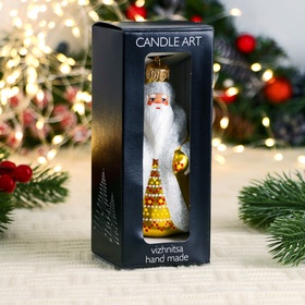 Ёлочная игрушка "Дед Мороз" снежинки, h- 12 см ручная роспись, золото