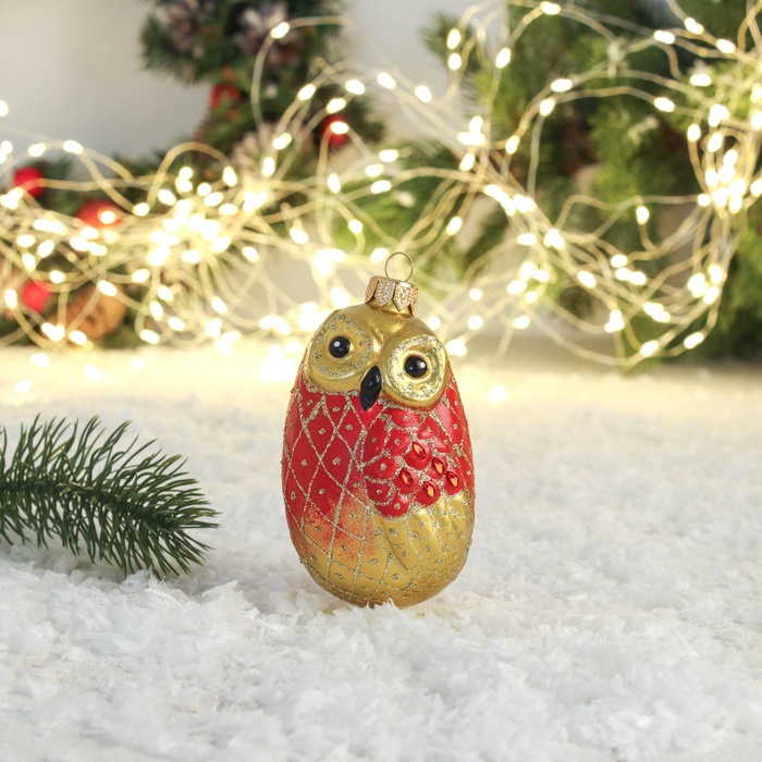 Ёлочная игрушка «Совушка» ручная роспись, h=11 см - Фото 1