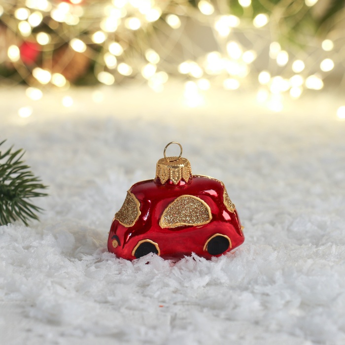 Ёлочная игрушка «Автобус» ручная роспись, h=4.6×6.4×2.7 см, красный - Фото 1
