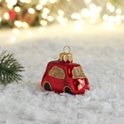 Ёлочная игрушка «Автобус» ручная роспись, h=4.6×6.4×2.7 см, красный - Фото 2