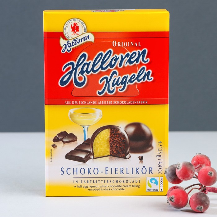 Конфеты Оригинальные шарики Halloren Kugeln шоколадно - ликерные, 125 г - Фото 1