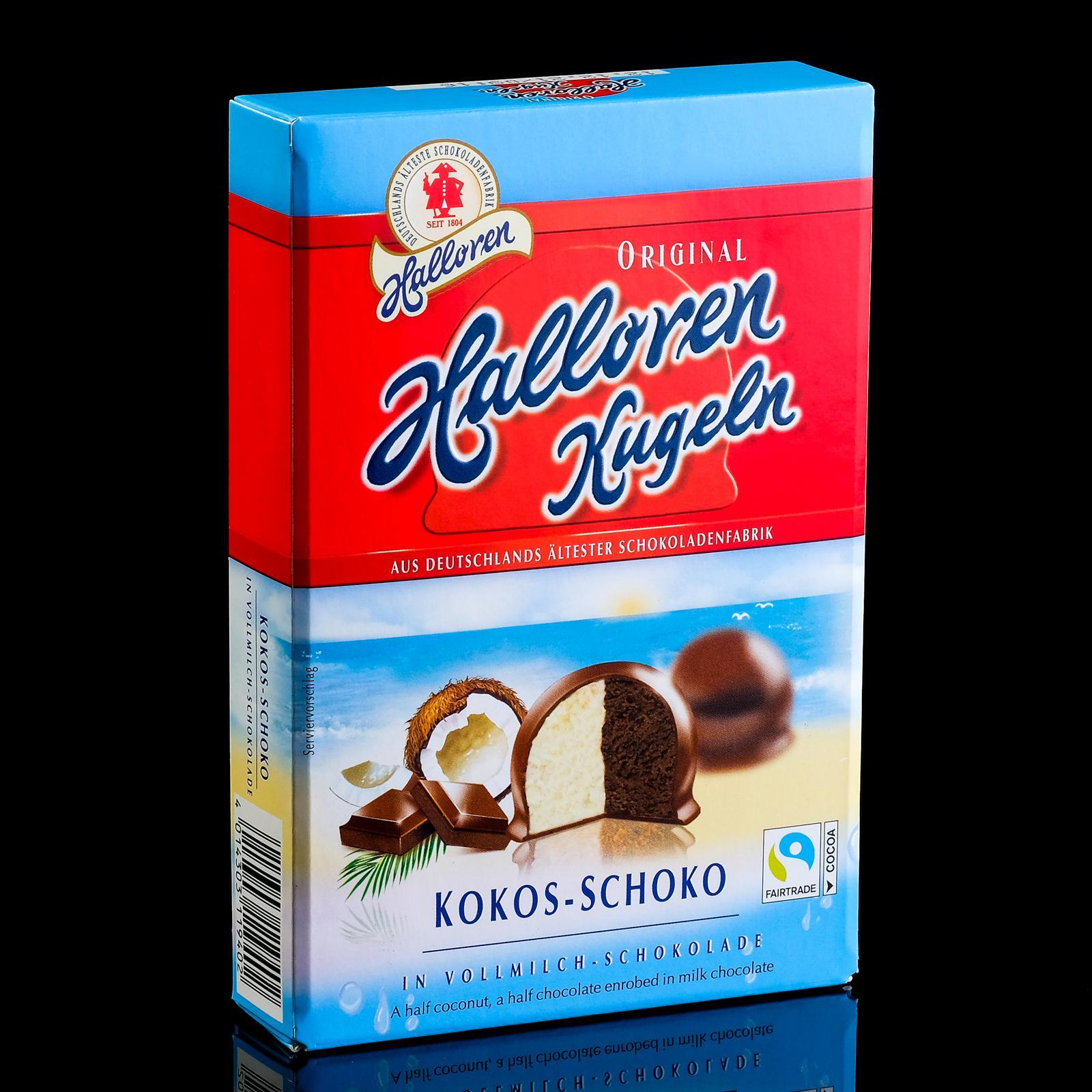 Конфеты Оригинальные шарики Halloren Kugeln Кокосово - шоколадные, 125 ...