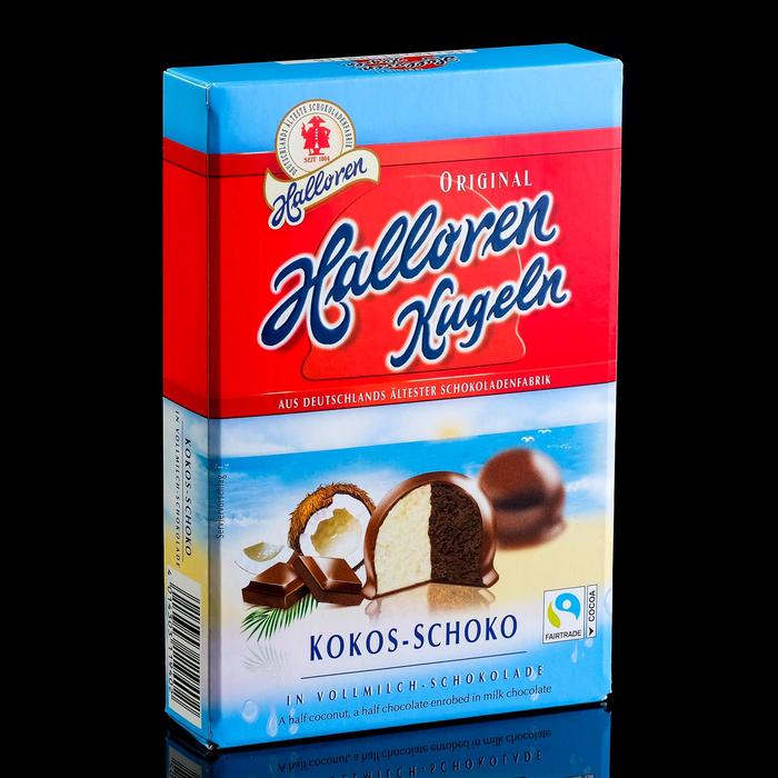 Конфеты Оригинальные шарики Halloren Kugeln Кокосово - шоколадные, 125 г - Фото 1