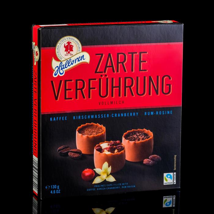 Конфеты пралине Halloren Zarte Verführung Vollmilch со вкусом клюквы, 130 г - Фото 1