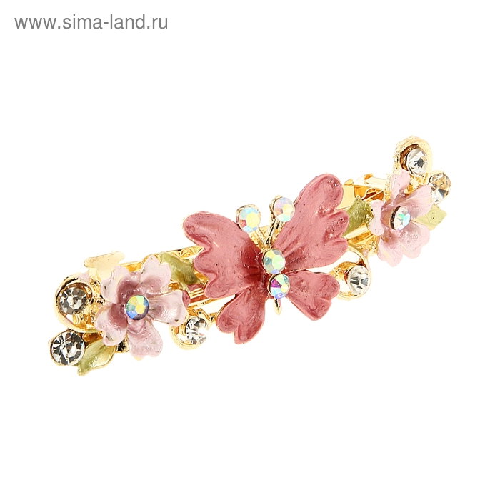 Заколка-автомат для волос Барбара 6 см перламутр бабочка, микс - Фото 1