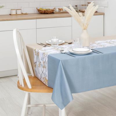 Клеёнка на стол «Рамен», на тканевой основе, ширина 137 см, рулон 20 м, толщина 0.25 мм, голубая