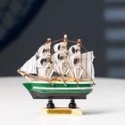 Корабль сувенирный малый «Клеймор», борта зелёные с белой полосой, паруса белые, 3×10×10 см - фото 2838373