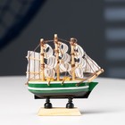 Корабль сувенирный малый «Клеймор», борта зелёные с белой полосой, паруса белые, 3×10×10 см - Фото 4