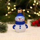 Ёлочная игрушка «Снеговичок в шапочке» ручная роспись, h=8.4 см, синий/белый - Фото 2