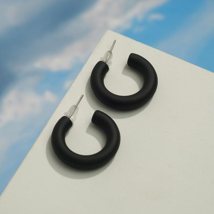Серьги-кольца "Эстетик" круг, цвет матовый чёрный, d=2,5см - Фото 1