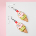 Серьги ассорти «Вкусняшки» мороженое в рожке, цветные в серебре - фото 7499277