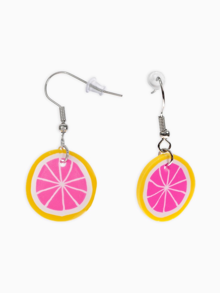 Серьги ассорти «Вкусняшки» яркий цитрус, цвет жёлто-розовый в серебре - Фото 1