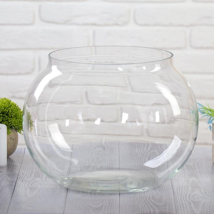 Ваза «Шаровая», 17 л, d горл. 24 см, 36×27 см, стекло, прозрачная - Фото 1