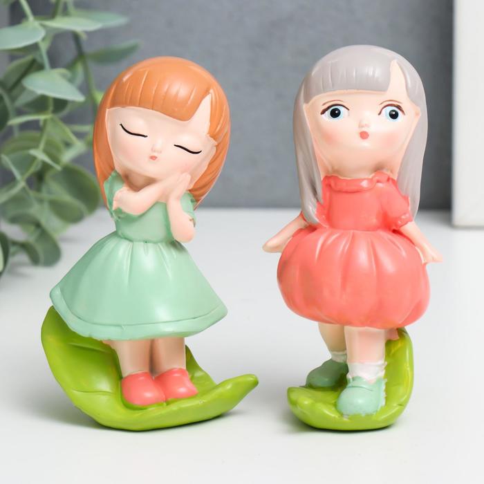 Набор фигурок 2 шт. «Девочка на листочке», полистоун, 10×4×6 см