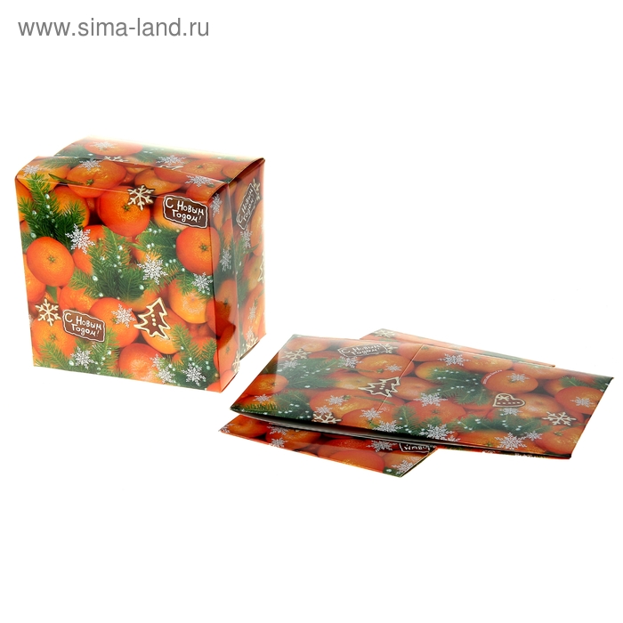 Коробка сборная квадратная «Мандарины», 15.3 × 15.3 см