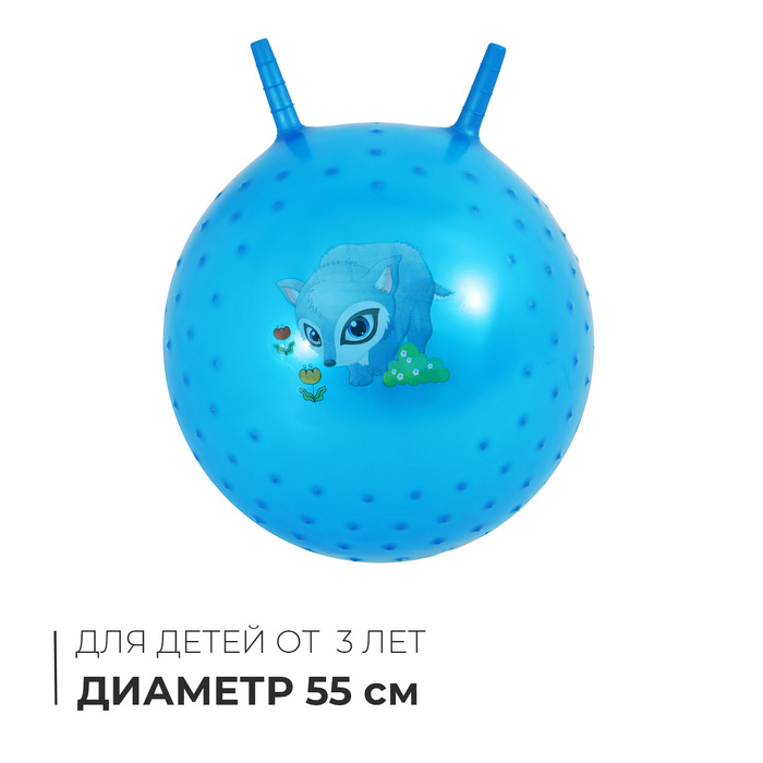 Мяч - прыгун с рожками, массажный, d=55 см, МИКС - Фото 1