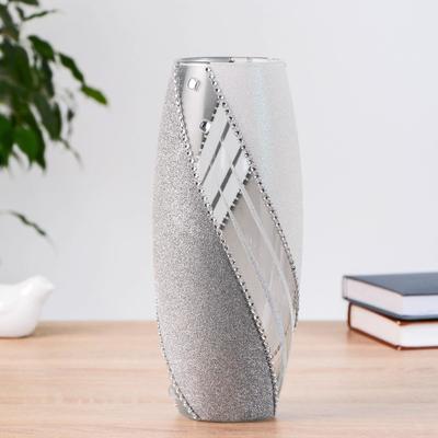 Ваза «Юнона», h=26×11 см, d=7.5 см, стекло, серебро, МИКС