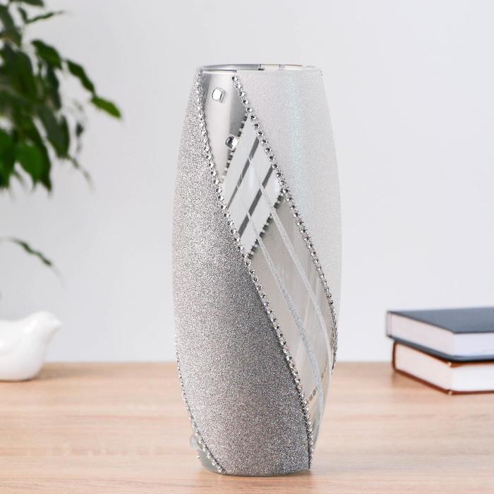 Ваза «Юнона», h=26×11 см, d=7.5 см, стекло, серебро, МИКС - Фото 1