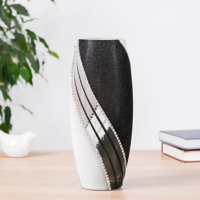 Ваза «Юнона», шамот, 26×11 см, d=7.5 см, стекло, чёрная