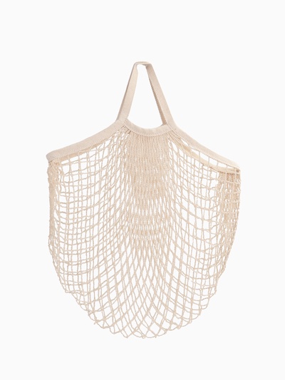 Сумка-авоська плетёная, клетка 1.5 см, бежевая