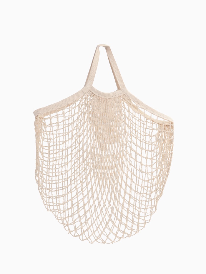 Сумка - авоська плетёная, ручка 12 см, клетка 1.5 см, бежевая - Фото 1