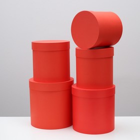 Набор круглых коробок 5 в 1 "Краски", красный, 25 х 25 х 25 - 19 х 19 х 19 см