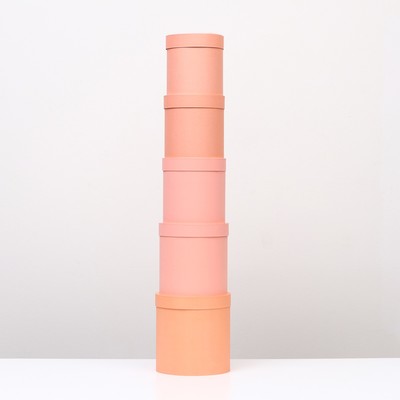 Набор круглых коробок 5 в 1 «Краски», персиковый, 25×25×25 - 19×19×19 см