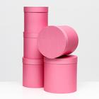 Набор круглых коробок 5 в 1 "Краски", розовый, 25 х 25 х 25 - 19 х 19 х 19 см - фото 318568539